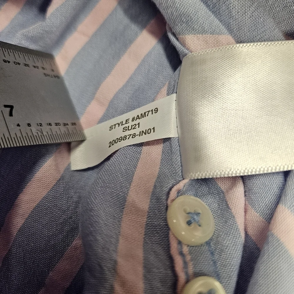 NWT J Crew Shirt Mens Med Slim Seersucker Striped Blue Pink Button Down Cotton